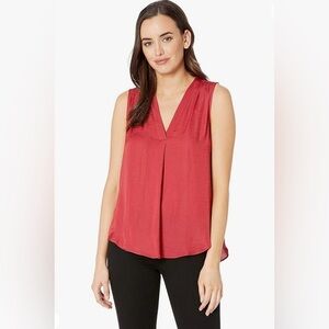 Vince Camuto Womens Sleeveless V-Neck Rumple Blouse